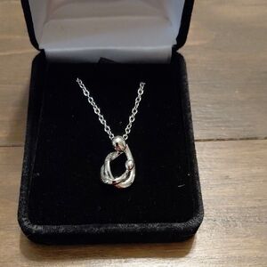 Elegant Silver Mother & Child Necklace